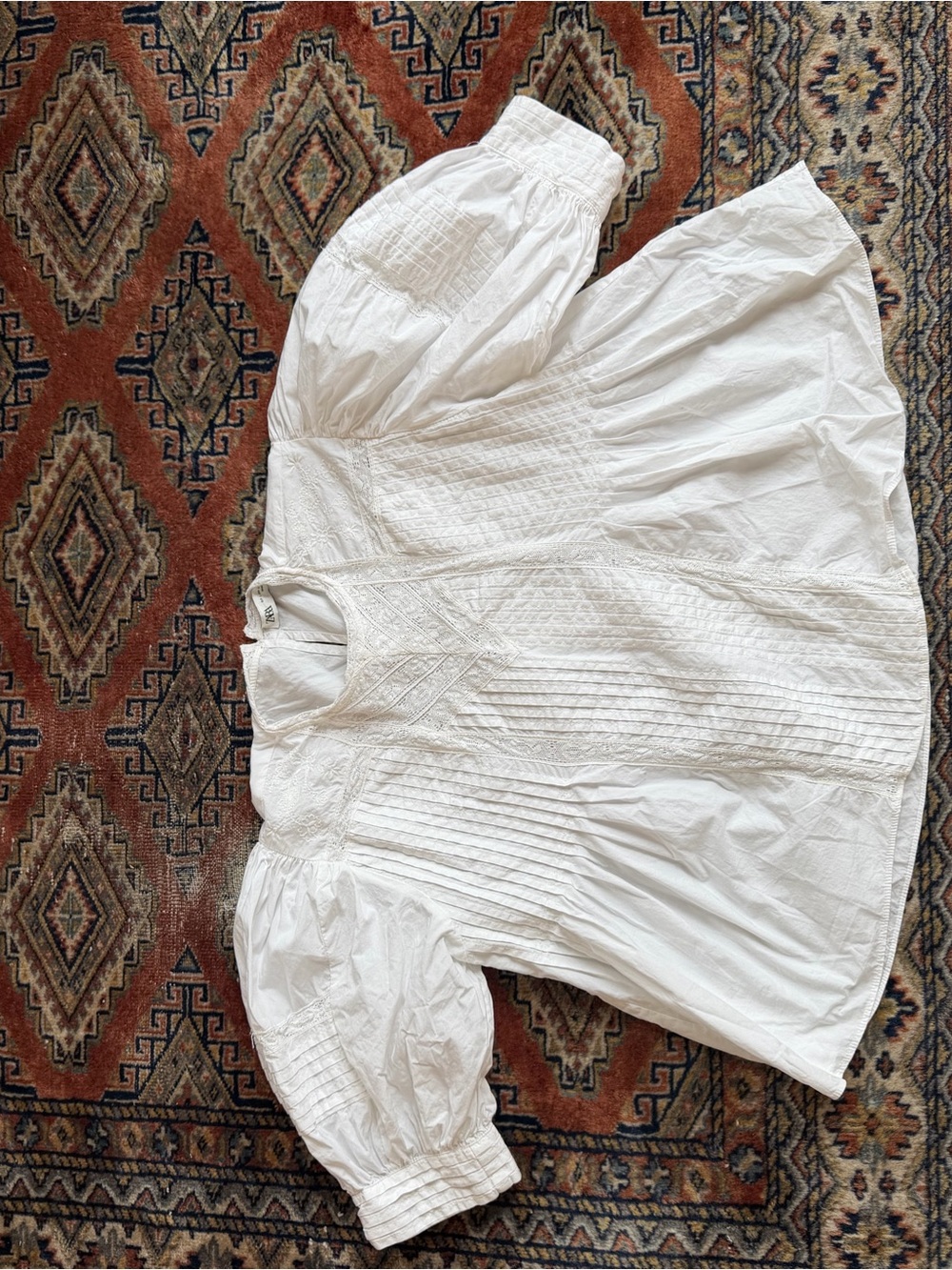 Zara White Lace-Trim Blouse - Picture 2 of 8